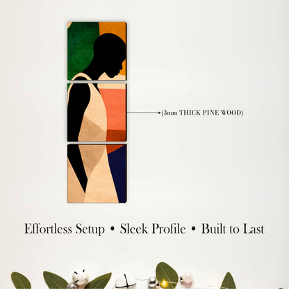 Abstract Botanical Silhouette Wooden Wall Art