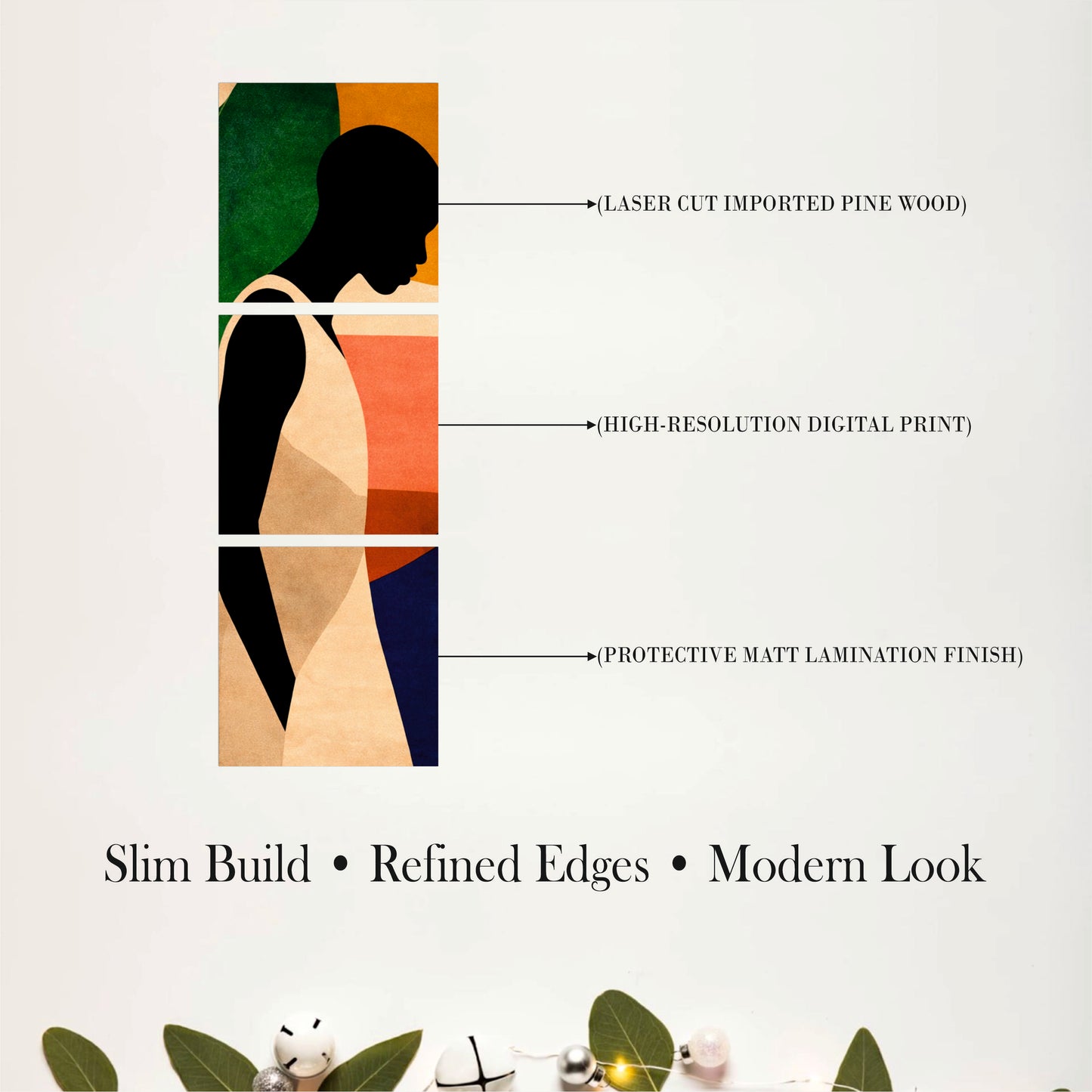 Abstract Botanical Silhouette Wooden Wall Art
