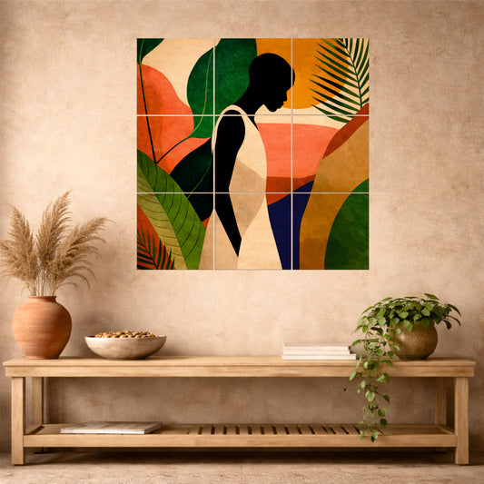 Abstract Botanical Silhouette Wooden Wall Art