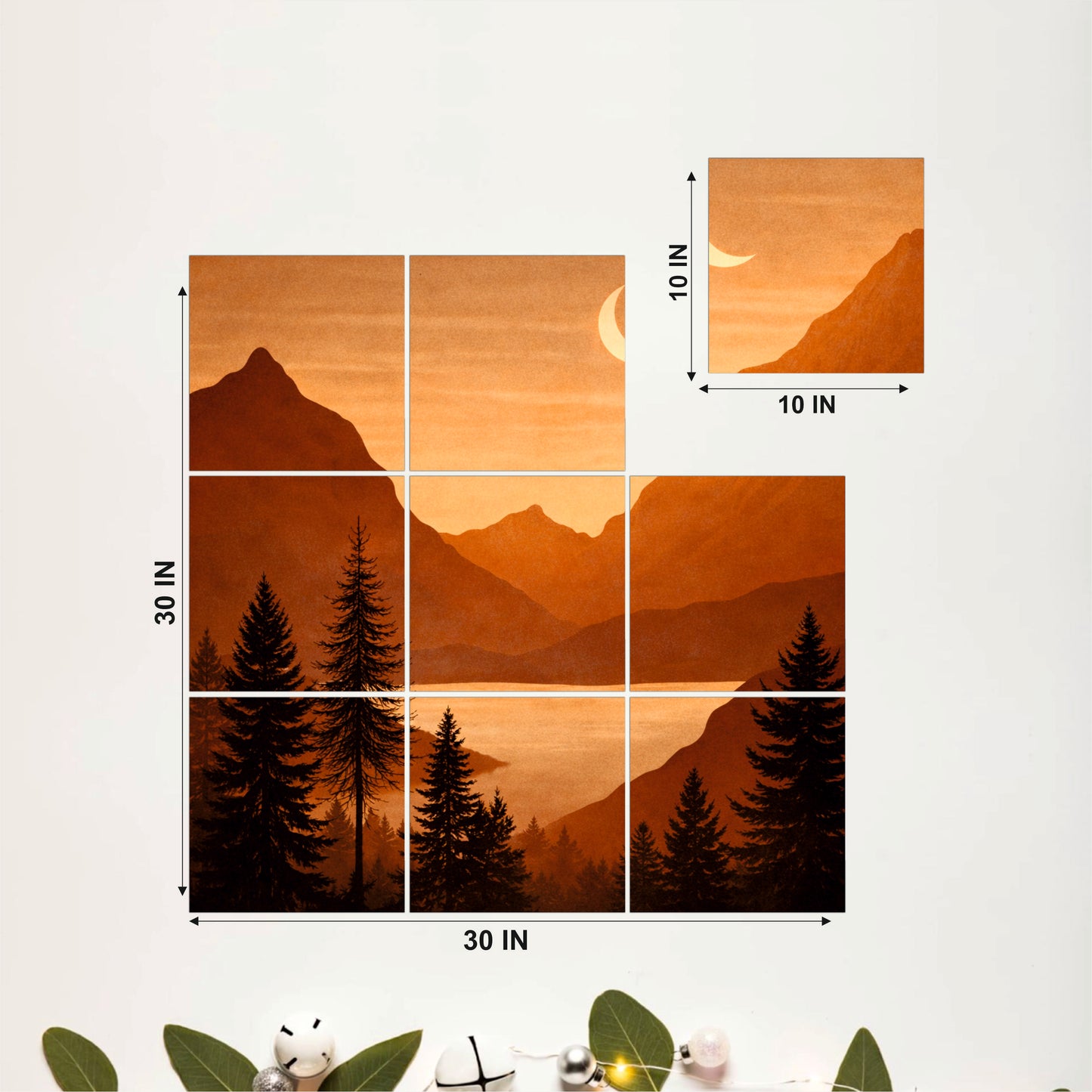 Golden Mountain Lake Sunset Wooden Wall Art