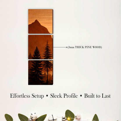 Golden Mountain Lake Sunset Wooden Wall Art