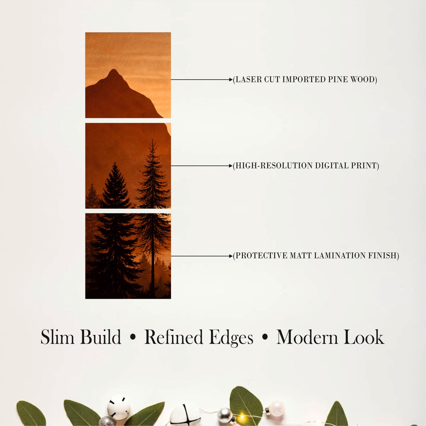 Golden Mountain Lake Sunset Wooden Wall Art