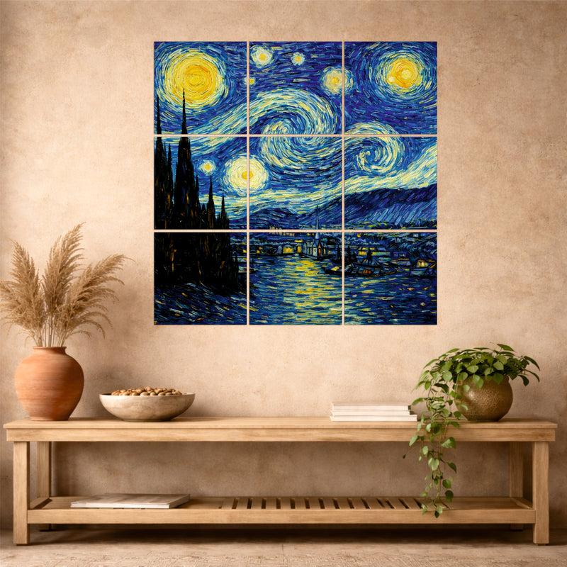 Starry Night Inspired Wooden Wall Art