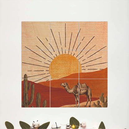 Desert Sunrise Camel Wooden Wall Art