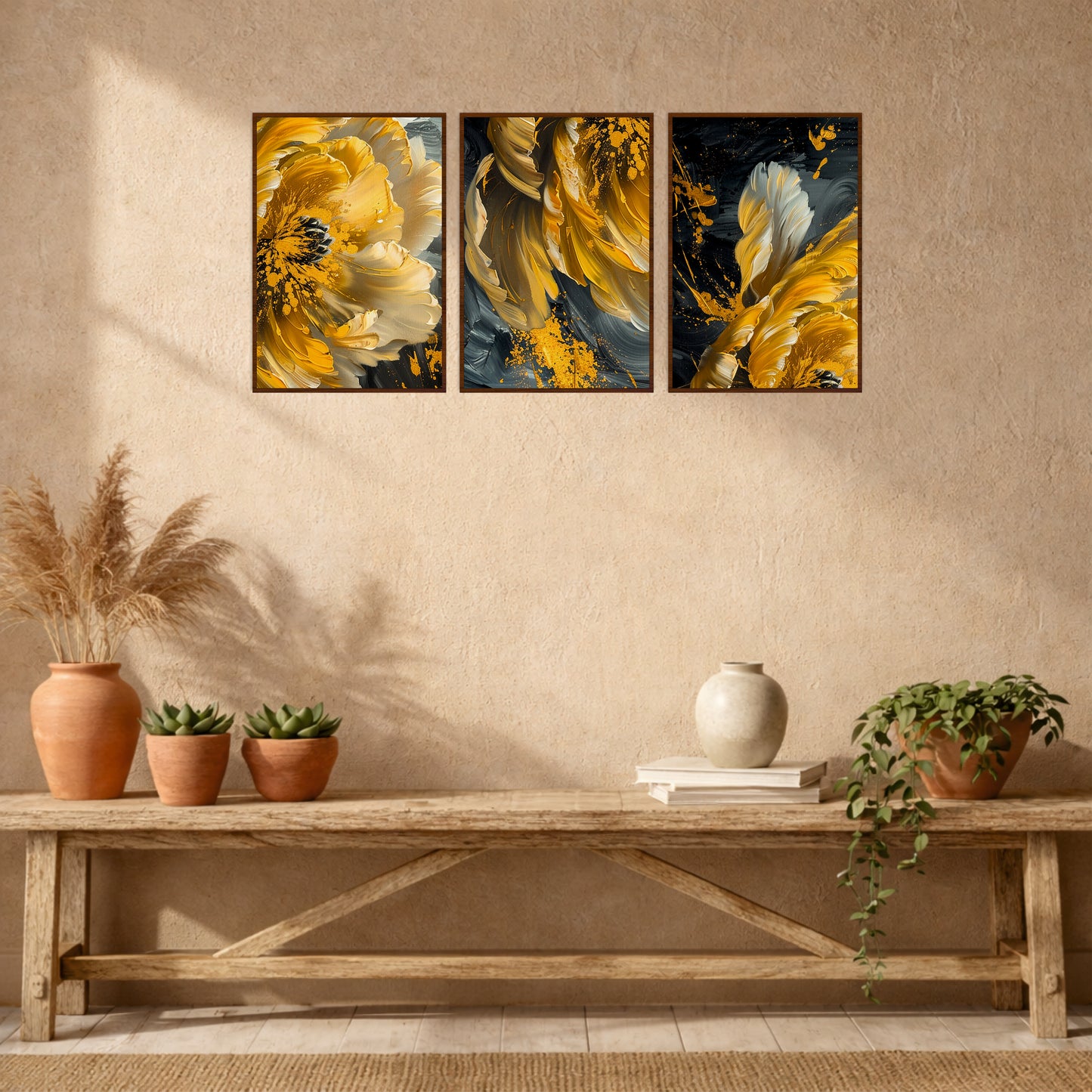 Modern Abstract Floral Wooden Wall Art