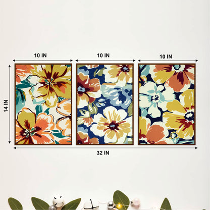 Vintage Wildflower Wooden Wall Art Set