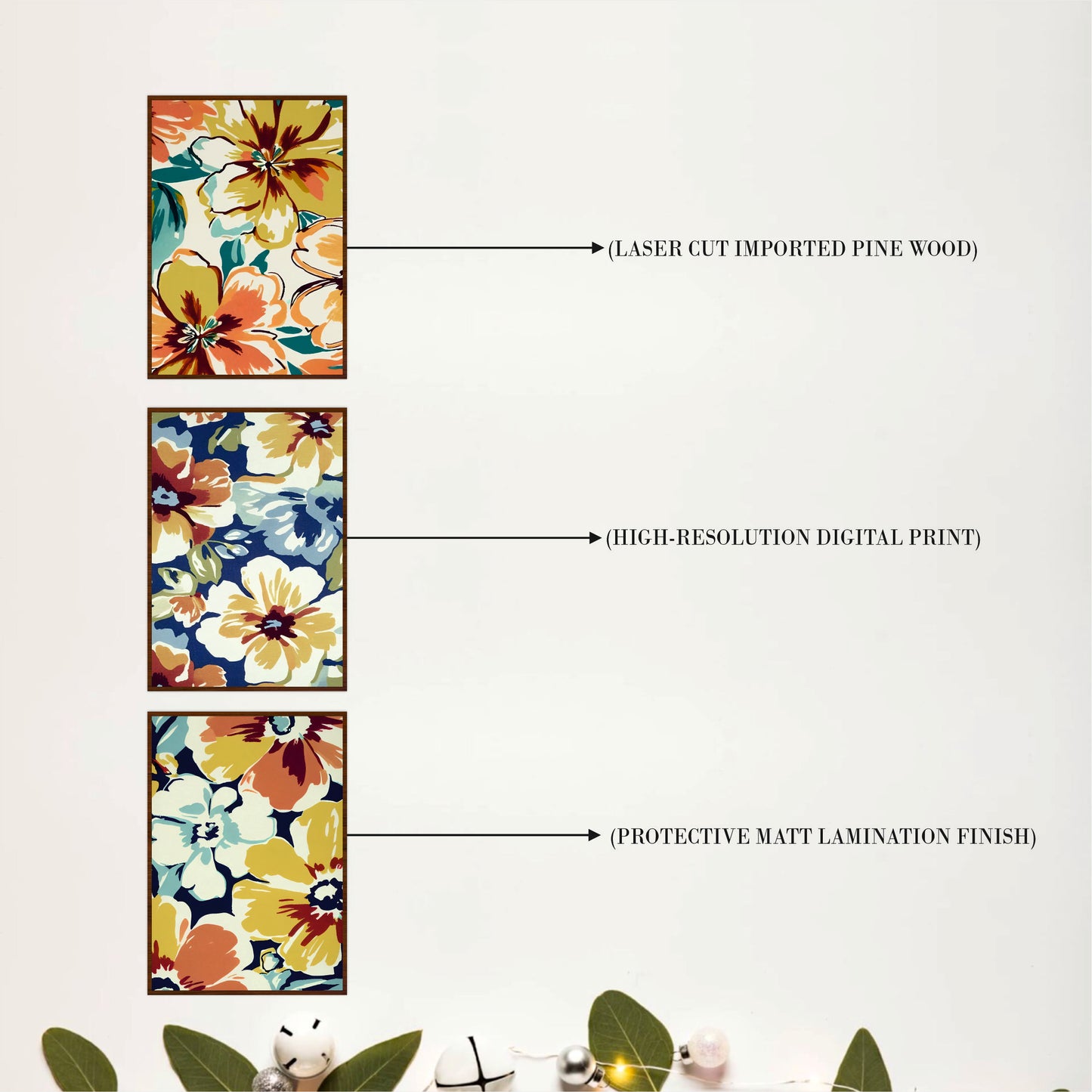 Vintage Wildflower Wooden Wall Art Set
