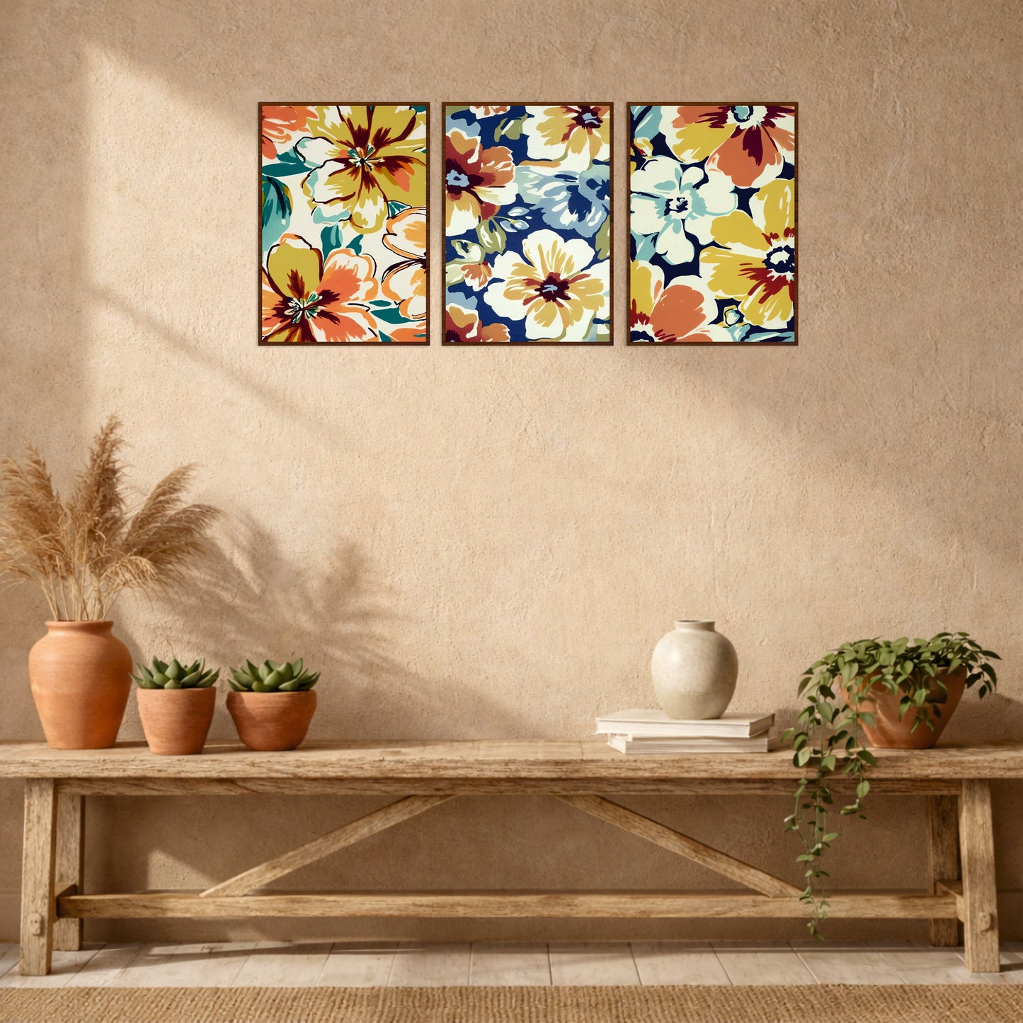 Vintage Wildflower Wooden Wall Art Set
