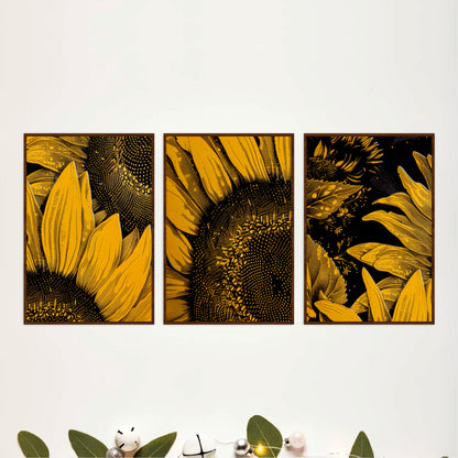 Contemporary Sunflower Trio Wooden Wall Art