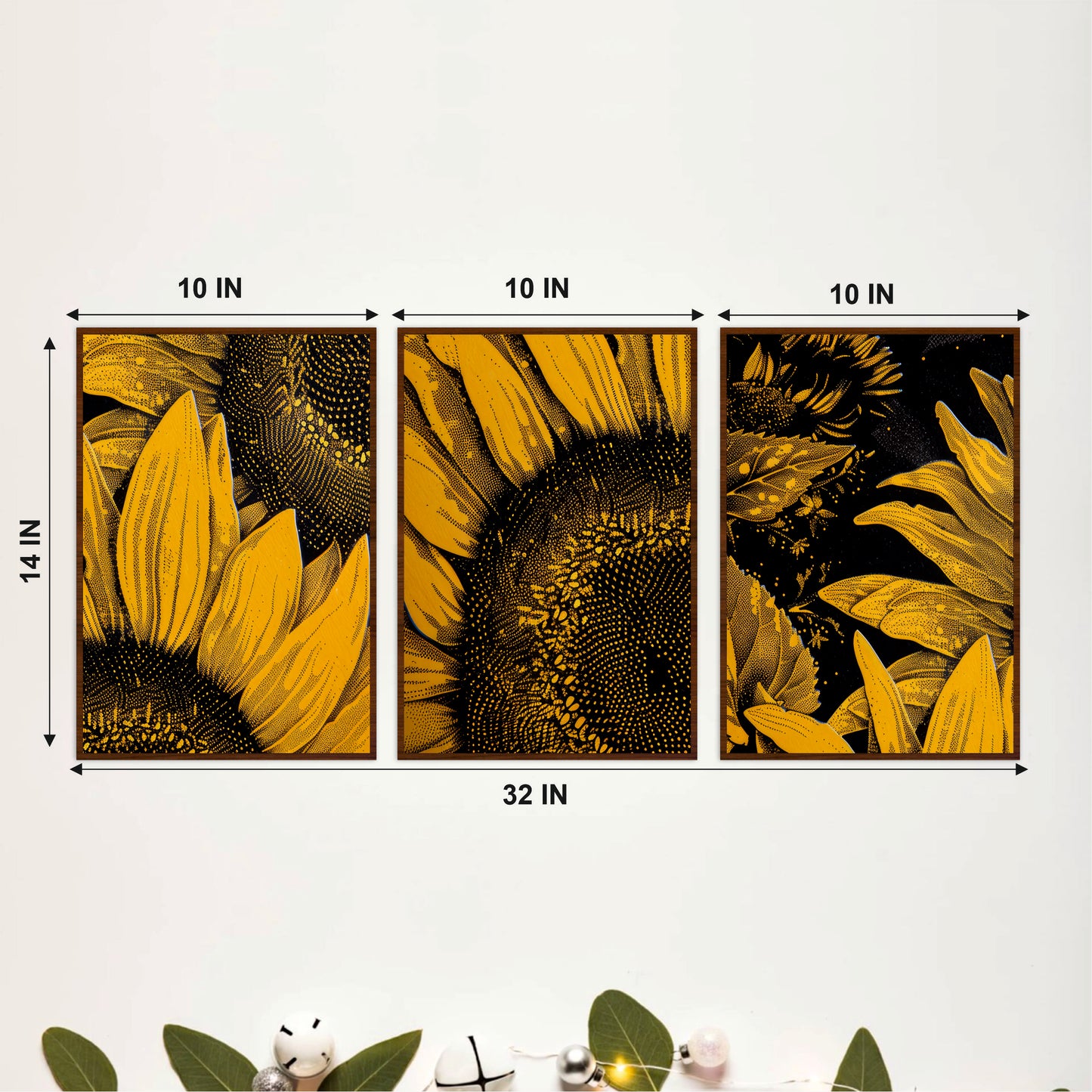 Contemporary Sunflower Trio Wooden Wall Art