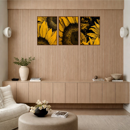 Contemporary Sunflower Trio Wooden Wall Art