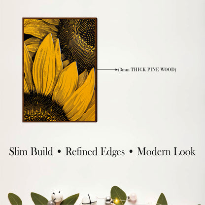 Contemporary Sunflower Trio Wooden Wall Art