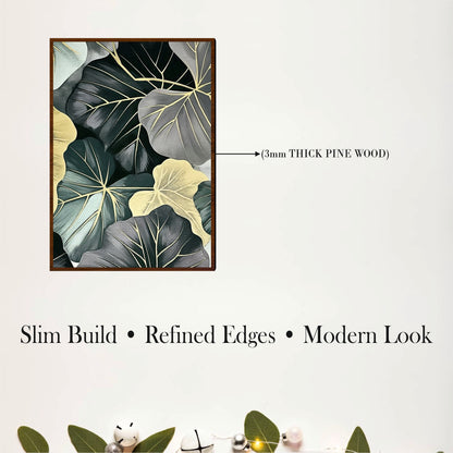 Black & Gold Lotus Leaf Wooden Wall Art Set