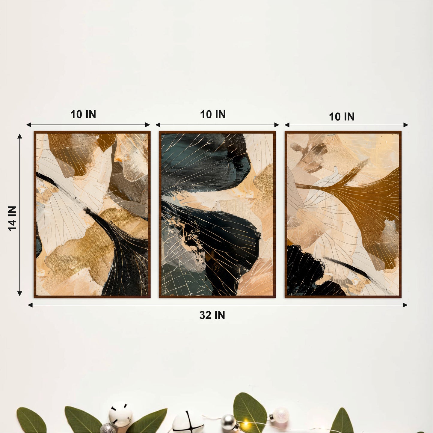 Scandinavian Botanical Leaves Wooden Wall Hanging