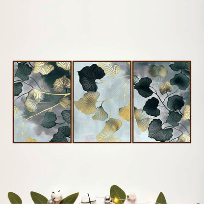 Luxury Ginkgo Leaf Wooden Wall Art Set