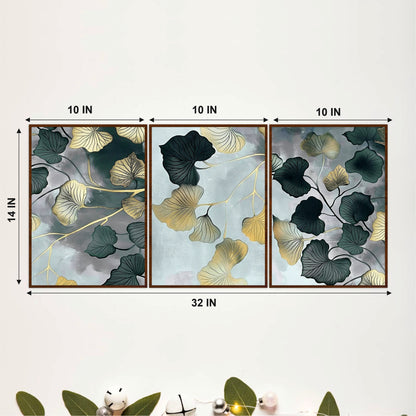 Luxury Ginkgo Leaf Wooden Wall Art Set