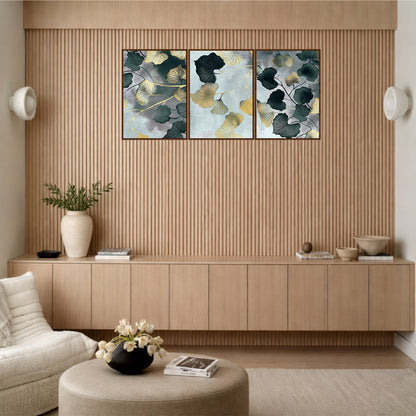 Luxury Ginkgo Leaf Wooden Wall Art Set