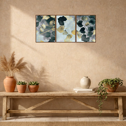 Luxury Ginkgo Leaf Wooden Wall Art Set