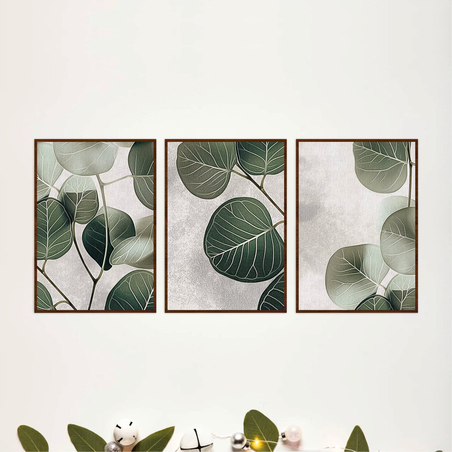 Minimal Eucalyptus Leaf Wooden Wall Art Set