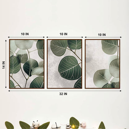 Minimal Eucalyptus Leaf Wooden Wall Art Set