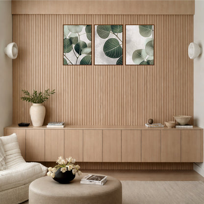 Minimal Eucalyptus Leaf Wooden Wall Art Set