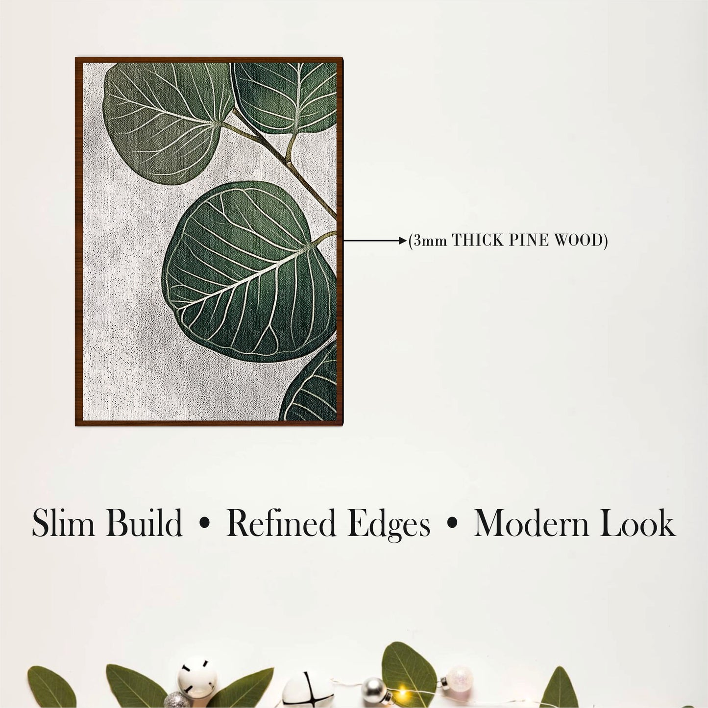 Minimal Eucalyptus Leaf Wooden Wall Art Set