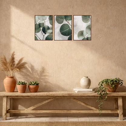 Minimal Eucalyptus Leaf Wooden Wall Art Set