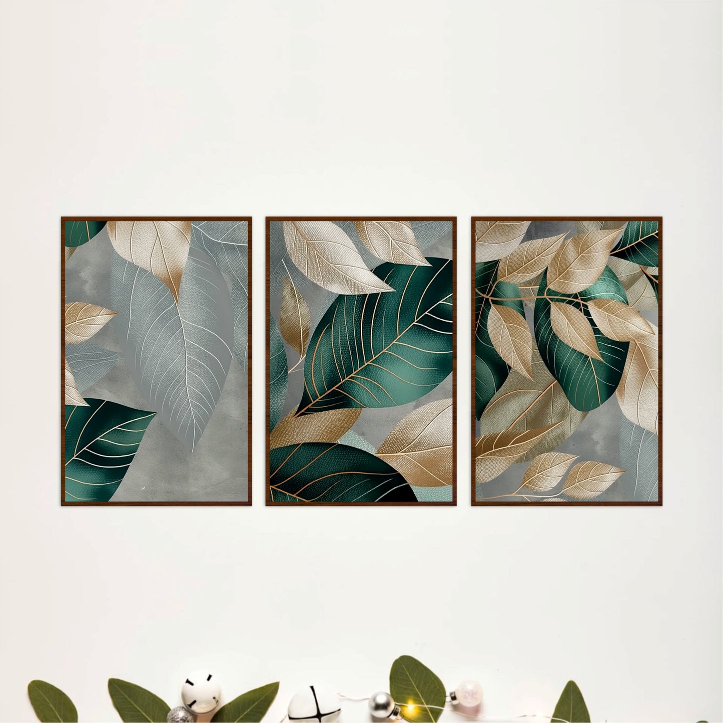 Scandinavian Botanical Leaves Wooden Wall Decor
