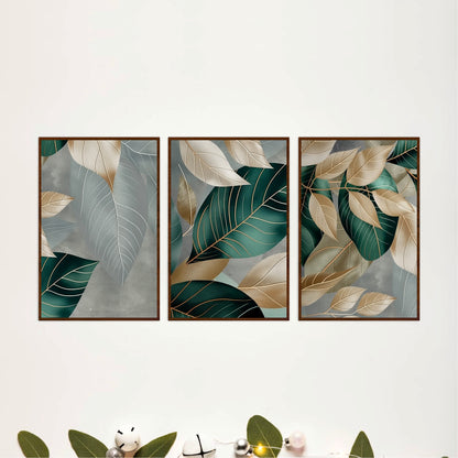 Scandinavian Botanical Leaves Wooden Wall Decor
