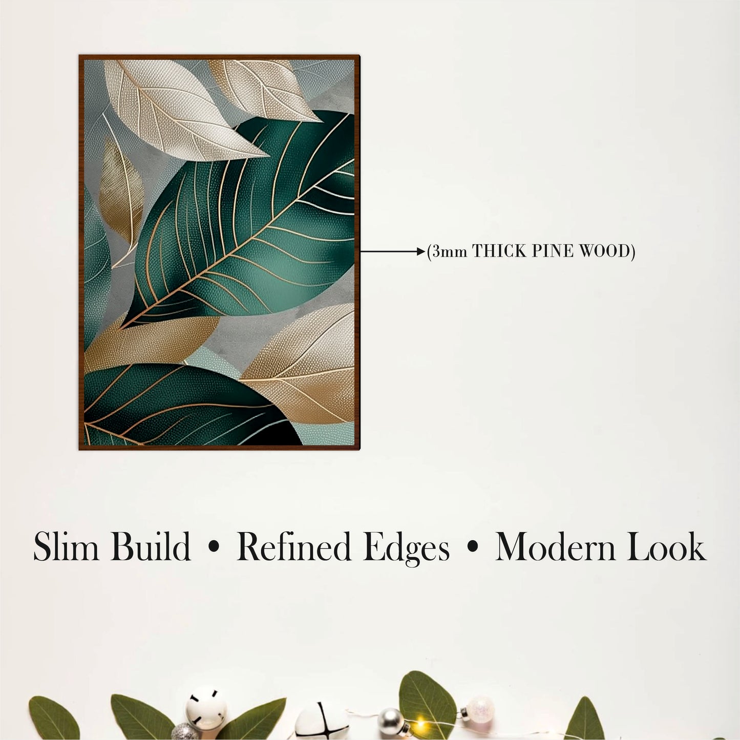 Scandinavian Botanical Leaves Wooden Wall Decor