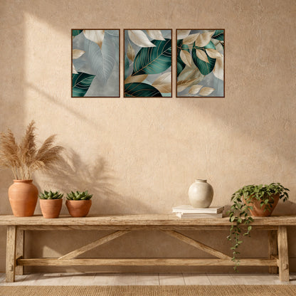 Scandinavian Botanical Leaves Wooden Wall Decor