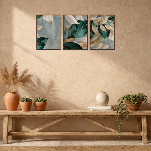 Scandinavian Botanical Leaves Wooden Wall Decor