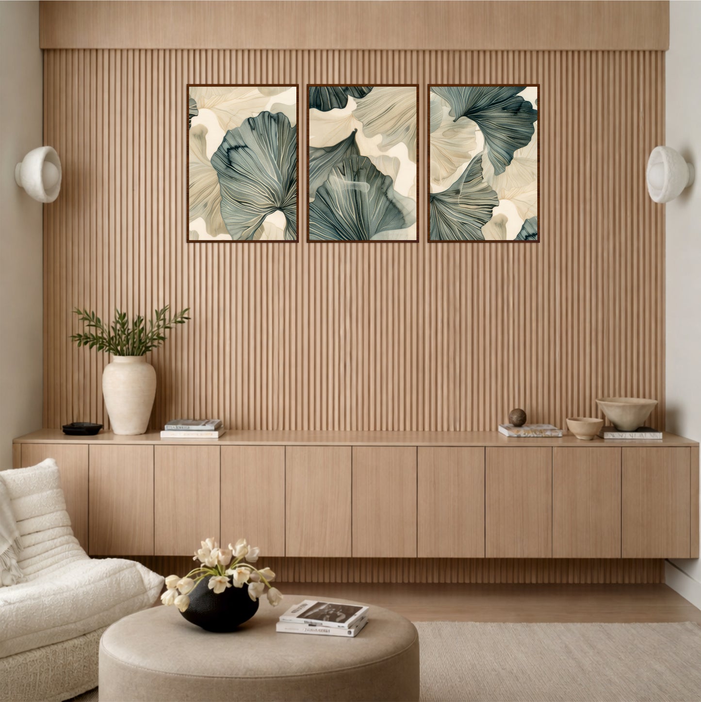 Scandinavian Botanical Leaves Wooden Wall Decor