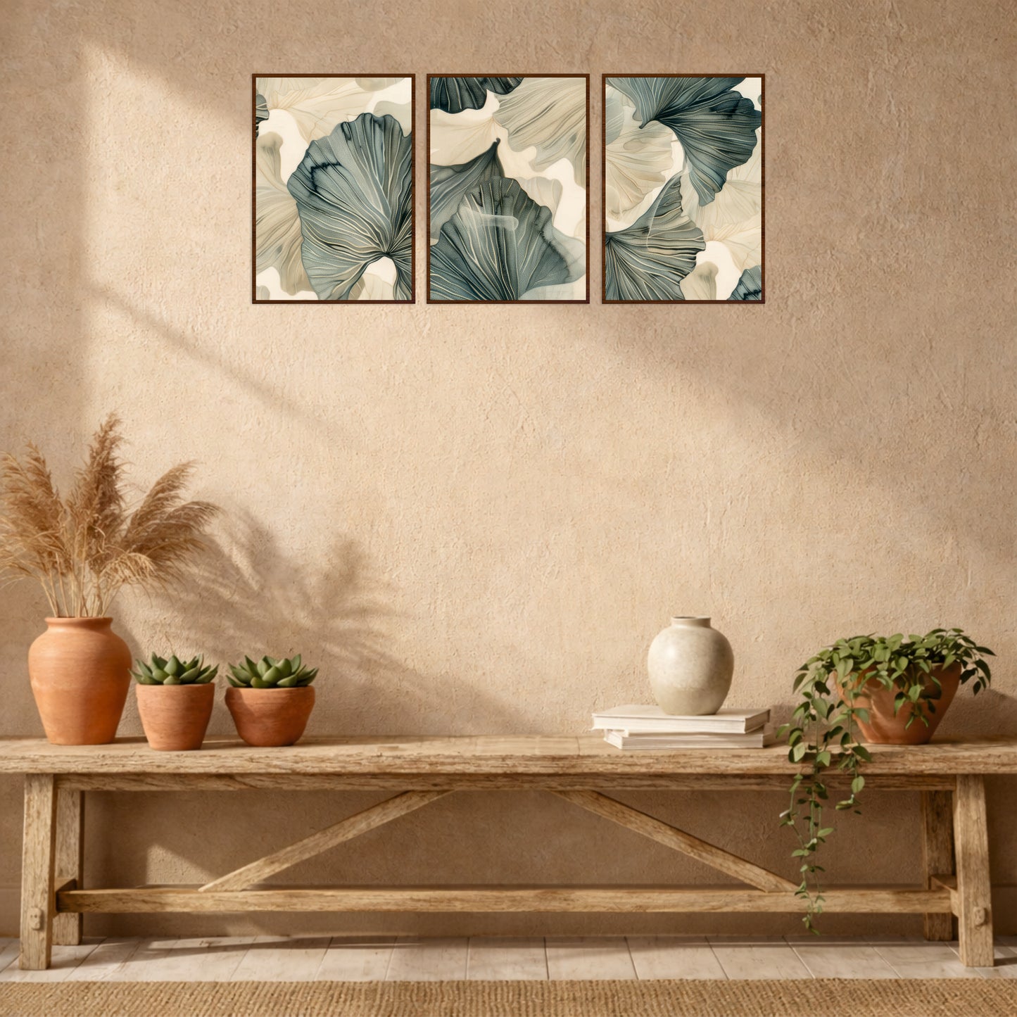 Scandinavian Botanical Leaves Wooden Wall Decor