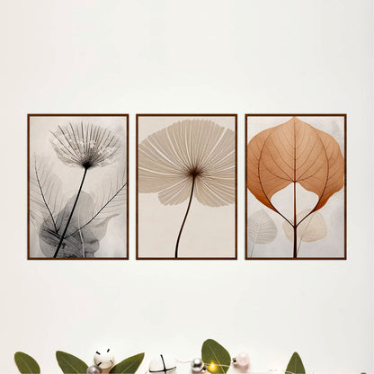 Minimal Botanical Leaf Wooden Wall Art Set