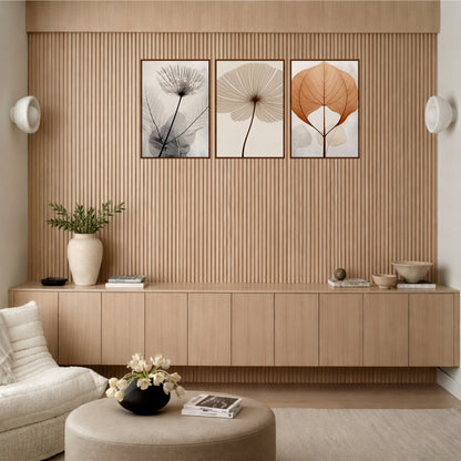 Minimal Botanical Leaf Wooden Wall Art Set
