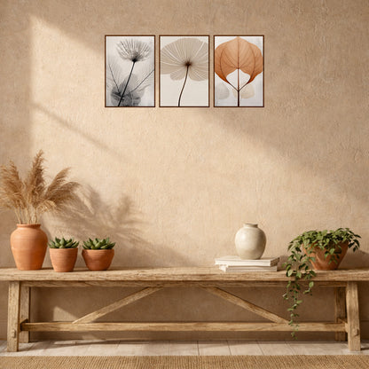 Minimal Botanical Leaf Wooden Wall Art Set