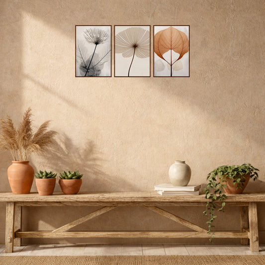 Minimal Botanical Leaf Wooden Wall Art Set