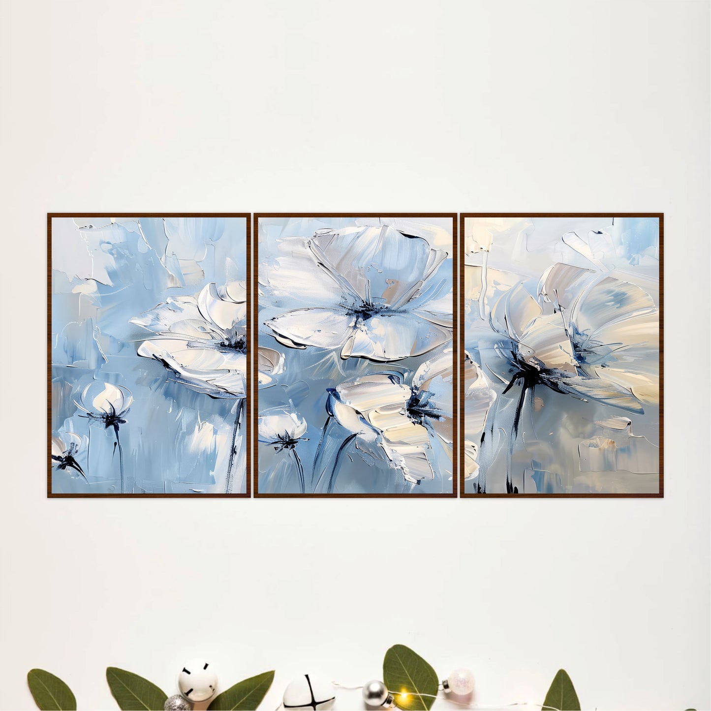 Blue & White Floral Wooden Wall Art Set