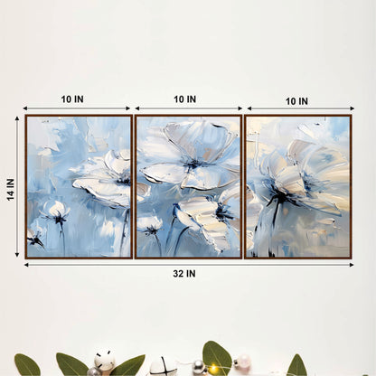 Blue & White Floral Wooden Wall Art Set