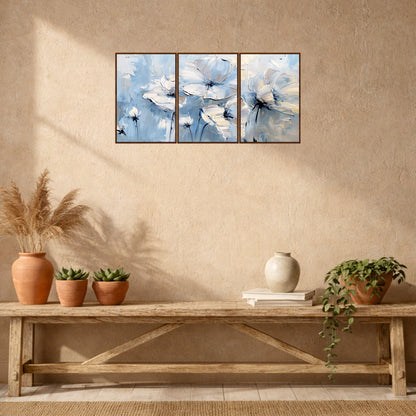 Blue & White Floral Wooden Wall Art Set