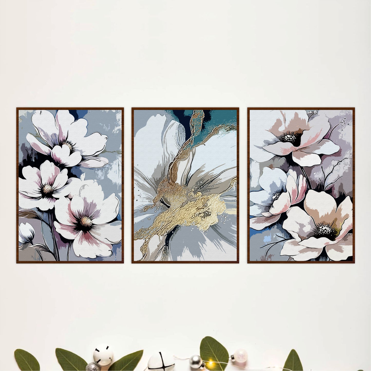 Soft Magnolia Bloom Wooden Wall Art Set