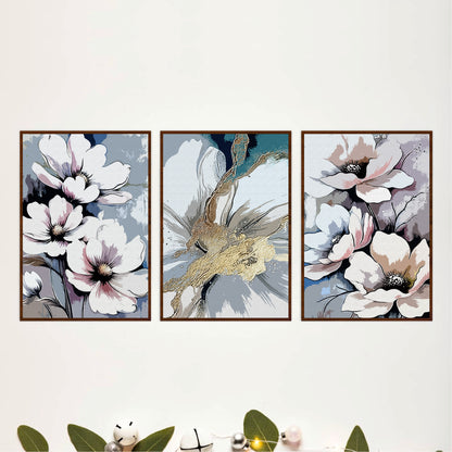 Soft Magnolia Bloom Wooden Wall Art Set