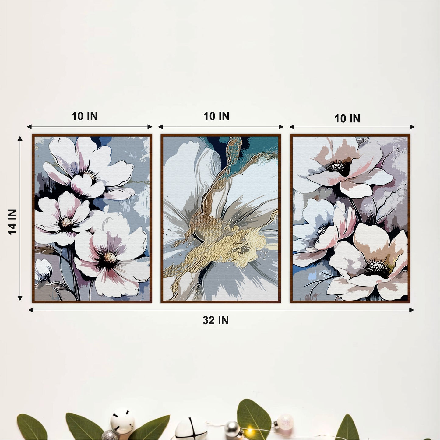 Soft Magnolia Bloom Wooden Wall Art Set