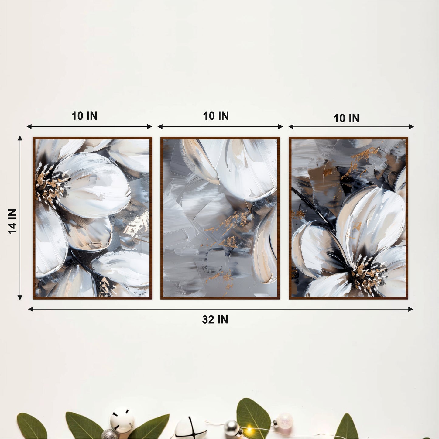 Monochrome Floral Wooden Wall Art Set