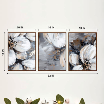 Monochrome Floral Wooden Wall Art Set