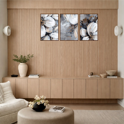 Monochrome Floral Wooden Wall Art Set