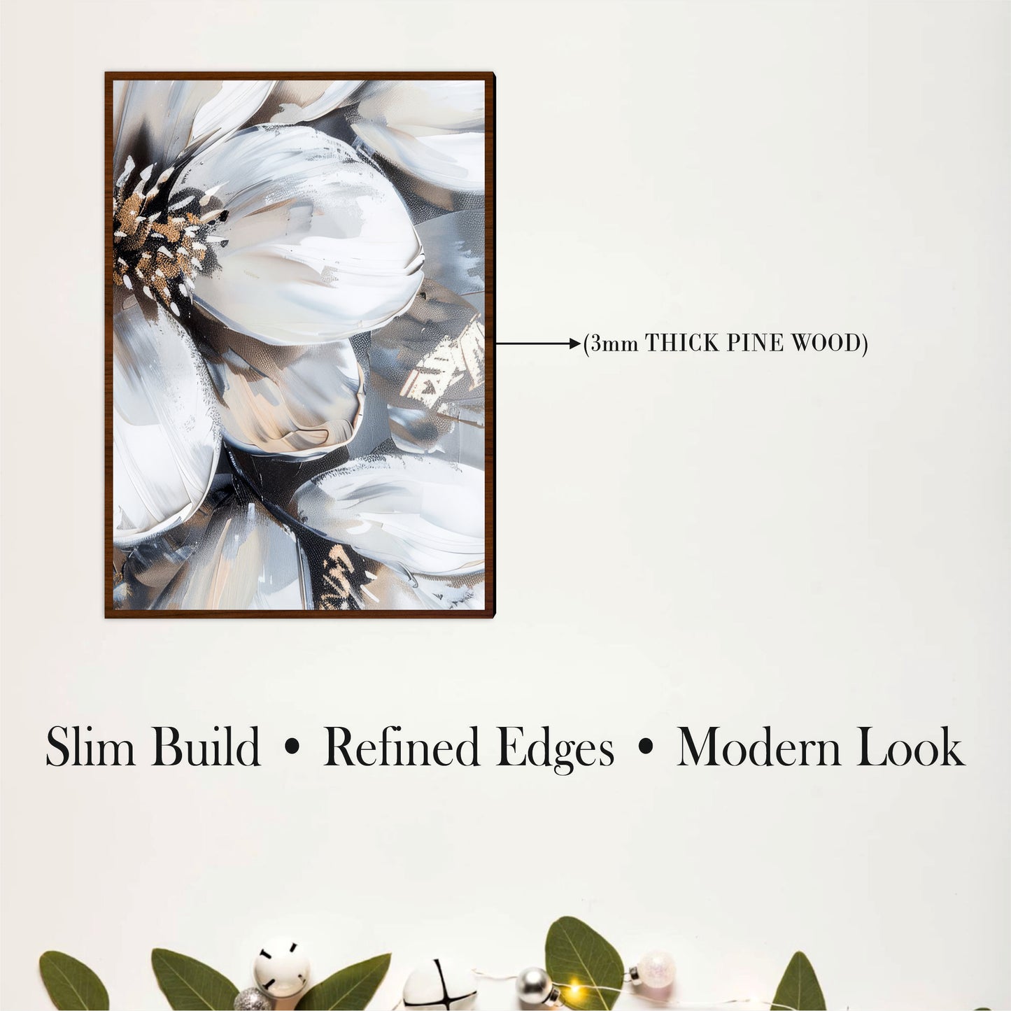Monochrome Floral Wooden Wall Art Set