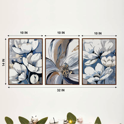 Blue & White Magnolia Wooden Wall Art Set