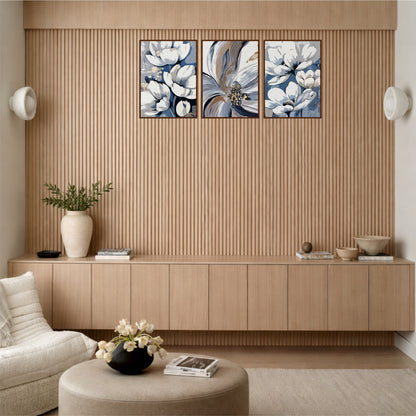 Blue & White Magnolia Wooden Wall Art Set
